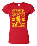 Junior Official Hide And Seek Champion Champ Big Foot Yeti Funny T-Shirt Tee