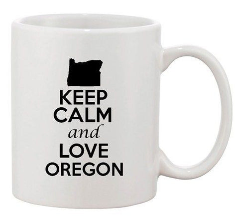 Keep Calm And Love Oregon Country Map USA Patriotic Ceramic White Coffee Mug