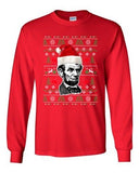Long Sleeve Adult T-Shirt Abraham Lincoln President USA Ugly Christmas Funny DT