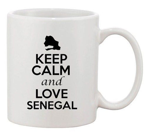 Keep Calm And Love Senegal Africa Country Map Patriotic Ceramic White Coffee Mug