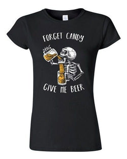 Junior Forget Candy Give Me Beer Skeleton Halloween Party Funny DT T-Shirt Tee