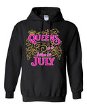 Queens Are Born In July Crown Birthday Funny DT Sweatshirt Hoodie