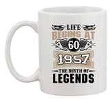 Life Begins At 60 1957 The Birth Of Legends Myth Funny DT Coffee 11 Oz White Mug