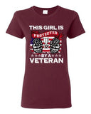 Ladies This Girl Is Protected By A Veteran USA Gun America Flag DT T-Shirt Tee