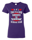 Ladies This Teacher Survived 2016-2017 School Year Fidget Funny DT T-Shirt Tee