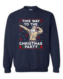 This Way To The Christmas Party Santa Flex Ugly Xmas DT Crewneck Sweatshirt