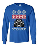 Long Sleeve Adult T-Shirt Skull Vintage Car Race Ugly Christmas Holiday Funny DT