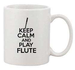 Keep Calm And Play Flute Music Band Instrument Funny Ceramic White Coffee Mug