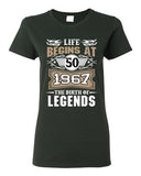 Ladies Life Begins At 50 1967 The Birth Of Legends Myth Funny DT T-Shirt Tee