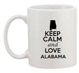 Keep Calm And Love Alabama Country Map Nation Patriotic Ceramic White Coffee Mug