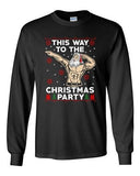Long Sleeve Adult T-Shirt This Way To The Christmas Party Santa Flex Funny DT
