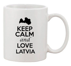 Keep Calm And Love Latvia Riga Country Map Patriotic Ceramic White Coffee Mug