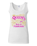 Junior Queens Are Born In February Crown Birthday Funny Sleeveless Tank Tops