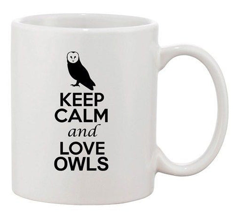 City Shirts Keep Calm And Love Owls Bird Animal Lover Ceramic White Coffee Mug