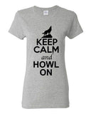 Ladies Keep Calm And Howl On Love Wolves Animal Lover T-Shirt Tee