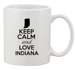 Keep Calm And Love Indiana Country Map Nation Patriotic Ceramic White Coffee Mug