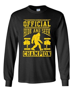 Long Sleeve Official Hide And Seek Champion Sasquatch Big Foot Yeti Funny DT