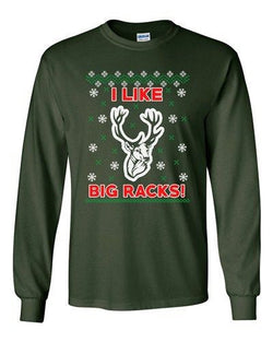 Long Sleeve Adult T-Shirt I Like Big Racks Reindeer Ugly Christmas Funny DT