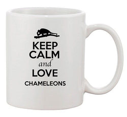 Keep Calm And Love Chameleon Reptile Animal Lover Funny Ceramic White Coffee Mug