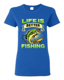 Ladies Life Is Better Fishing Fish Sea Sailing Animal Funny DT T-Shirt Tee
