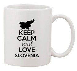 Keep Calm And Love Slovenia Country Map Patriotic Ceramic White Coffee Mug
