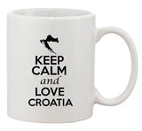 Keep Calm And Love Croatia Europe Country Map Patriotic Ceramic White Coffee Mug