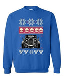 Skull Vintage Car Race Ugly Christmas Holiday Gift Funny DT Crewneck Sweatshirt