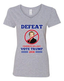 V-Neck Ladies Defeat Crooked Hillary Vote Trump 2016 President T-Shirt Tee