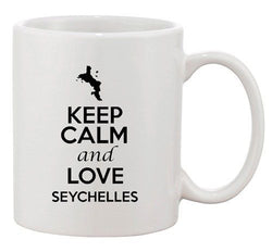 Keep Calm And Love Seychelles Country Map Patriotic Ceramic White Coffee Mug