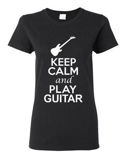 City Shirts Ladies Keep Calm And Play Guitar String Music Lover DT T-Shirt Tee