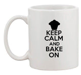 Keep Calm And Bake On Cake Cupcake Dessert Sweets Funny Ceramic White Coffee Mug