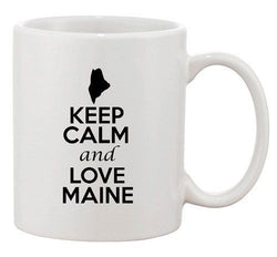 Keep Calm And Love Maine Country Map Nation Patriotic Ceramic White Coffee Mug