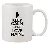 Keep Calm And Love Maine Country Map Nation Patriotic Ceramic White Coffee Mug
