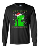 Long Sleeve Adult T-Shirt T-Rex Jurassic Christmas Dinosaur Ugly Xmas Funny DT