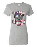 Ladies One Nation Under God Cross Flag USA America Patriotic DT T-Shirt Tee