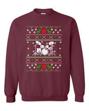 Drums Drummer Music Note Reindeer Ugly Christmas Funny DT Crewneck Sweatshirt