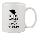 Keep Calm And Love Belgium Europe Country Map Patriotic Ceramic White Coffee Mug