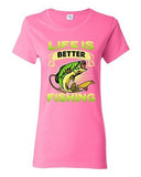 Ladies Life Is Better Fishing Fish Sea Sailing Animal Funny DT T-Shirt Tee