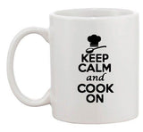 Keep Calm And Cook On Cooking Chef Hat Food Funny Ceramic White Coffee Mug