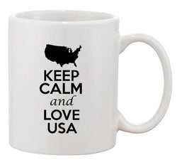 Keep Calm And Love USA America Country Map Patriotic Ceramic White Coffee Mug