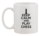 Keep Calm And Play Chess Player Board Game Funny Ceramic White Coffee Mug