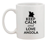 Keep Calm And Love Angola Africa Country Map Patriotic Ceramic White Coffee Mug