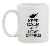 Keep Calm And Love Cyprus Europe Country Map Patriotic Ceramic White Coffee Mug