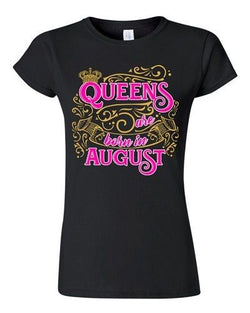 Junior Queens Are Born In August Crown Birthday Funny DT T-Shirt Tee