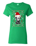 Ladies Abraham Lincoln President USA Ugly Christmas Holiday Funny DT T-Shirt Tee