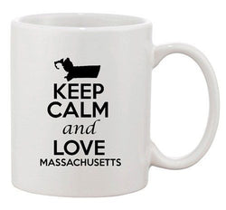 Keep Calm And Love Massachusetts Country Map Patriotic Ceramic White Coffee Mug