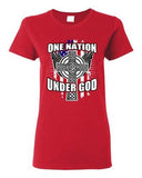 Ladies One Nation Under God Cross Flag USA America Patriotic DT T-Shirt Tee