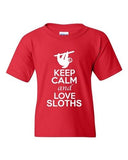 City Shirts Keep Calm And Love Sloths Animal Lover DT Youth Kids T-Shirt Tee