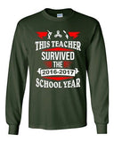 Long Sleeve Adult T-Shirt This Teacher Survived 2016-2017 School Year Fidget DT