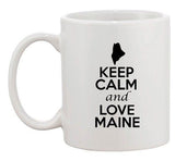 Keep Calm And Love Maine Country Map Nation Patriotic Ceramic White Coffee Mug